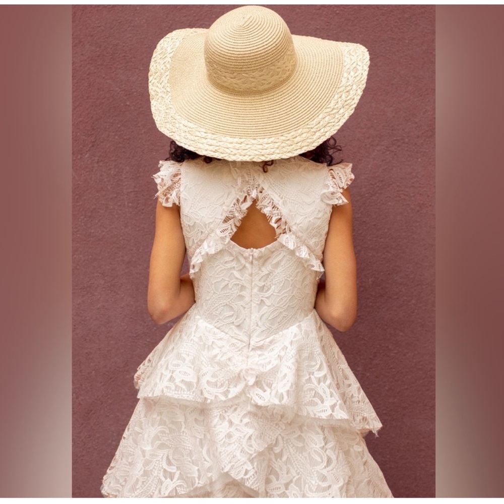 Joyfolie Azalea Lace Tiered Full Length Dress in Cream NWT - Picture 2 of 16
